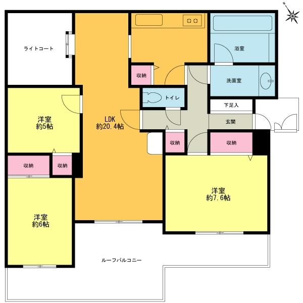 Floor plan. 3LDK, Price 17,900,000 yen, Occupied area 87.51 sq m , Balcony area 19.56 sq m