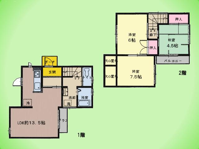 Floor plan. 18.4 million yen, 3LDK, Land area 82.37 sq m , Building area 68.04 sq m