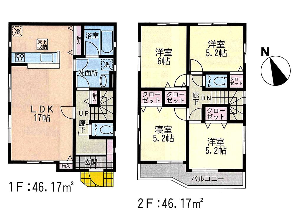 Floor plan. (1 Building), Price 35,800,000 yen, 4LDK, Land area 130.38 sq m , Building area 92.34 sq m