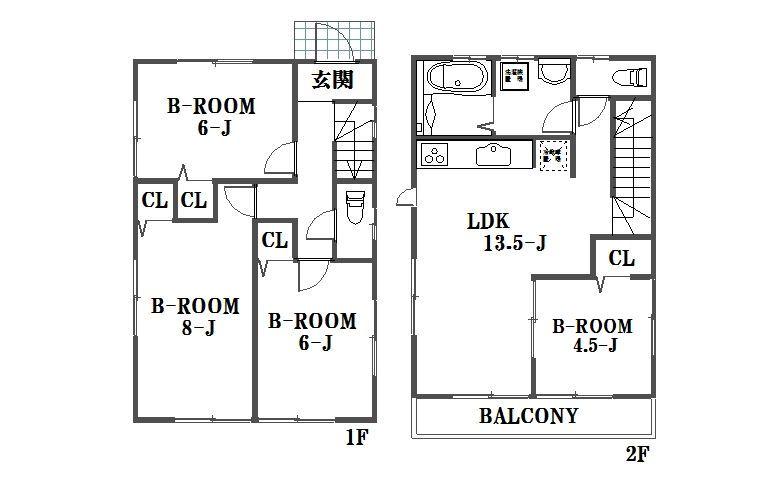 Floor plan. (Building 2), Price 42,800,000 yen, 4LDK, Land area 106.4 sq m , Building area 89.42 sq m