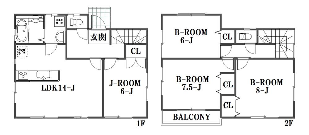 Floor plan. (1 Building), Price 44,800,000 yen, 4LDK, Land area 100.3 sq m , Building area 96.87 sq m
