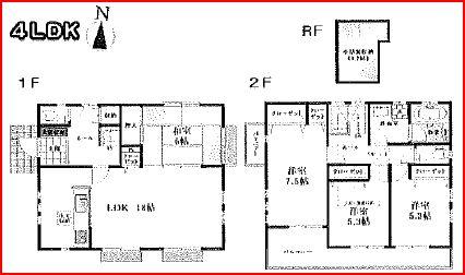 Floor plan. (1 Building), Price 48,800,000 yen, 4LDK, Land area 167.4 sq m , Building area 101.68 sq m