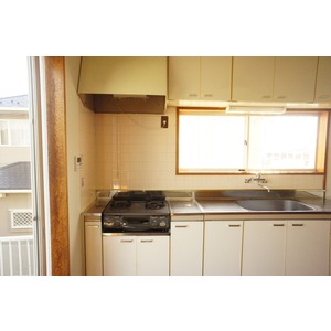 Kitchen. Two-burner gas stove with grill