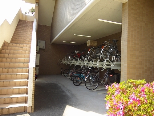 Parking lot. There are bicycle parking lot