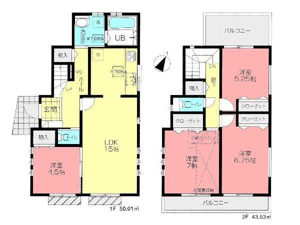 Floor plan. 39,800,000 yen, 4LDK, Land area 126.93 sq m , Building area 93.54 sq m floor plan