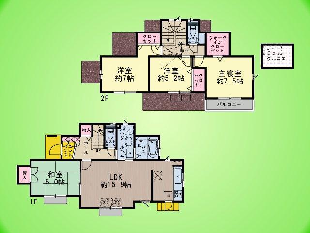 Floor plan. (8 Building), Price 34,800,000 yen, 4LDK, Land area 130.54 sq m , Building area 102.26 sq m