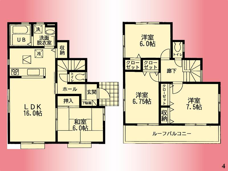 Floor plan. 29,800,000 yen, 4LDK, Land area 125.67 sq m , Building area 99.37 sq m