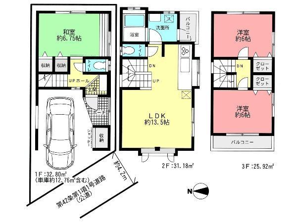 Floor plan. 23.8 million yen, 3LDK, Land area 54.87 sq m , Building area 89.9 sq m floor plan