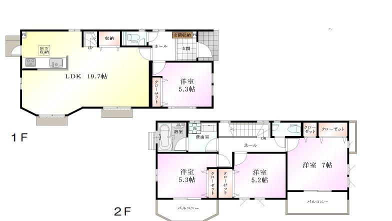 Floor plan. (4 Building), Price 46,800,000 yen, 4LDK, Land area 123.68 sq m , Building area 101.44 sq m