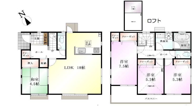 Floor plan. (16 Building), Price 51,800,000 yen, 4LDK, Land area 105.23 sq m , Building area 100.19 sq m