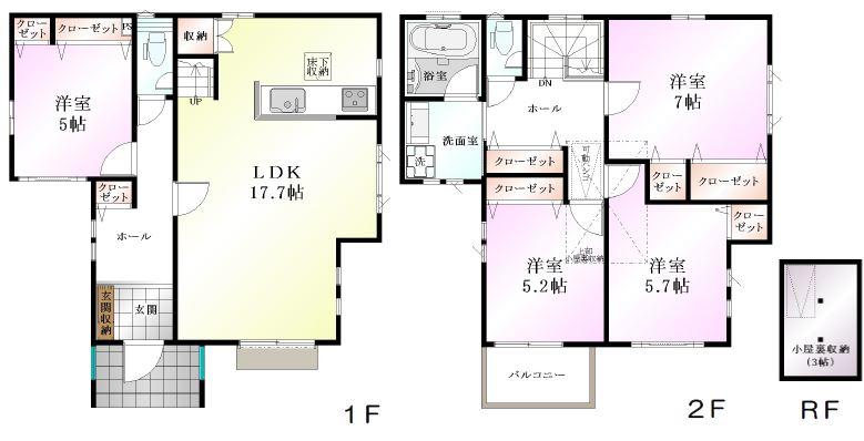 Floor plan. (19 Building), Price 52,800,000 yen, 4LDK, Land area 107.64 sq m , Building area 101.84 sq m