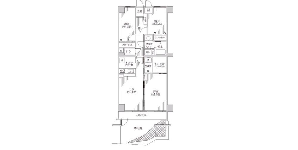 Floor plan. 2LDK + S (storeroom), Price 18.9 million yen, Occupied area 71.58 sq m , Balcony area 5.75 sq m