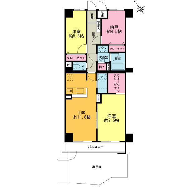 Floor plan. 2LDK + S (storeroom), Price 18.9 million yen, Occupied area 71.58 sq m , Balcony area 5.75 sq m renovated