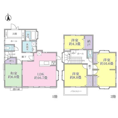 Floor plan. 4LD ・ K type (10.6 tatami Western-style to set up a partition 5LD ・ Change in K