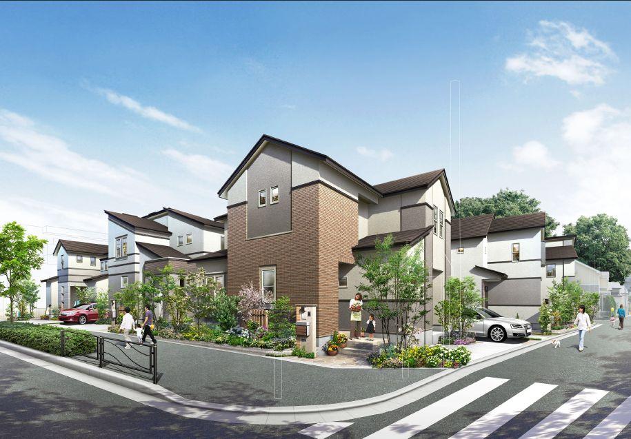 Rendering (appearance). The ShinYuri months hill as a living area, Precious location that combines the convenience and lush environment. Harmony with nature, In the town in which the safety and the community on the theme, Family can live with a smile new city blocks "Leafeon Katahira" is born.
