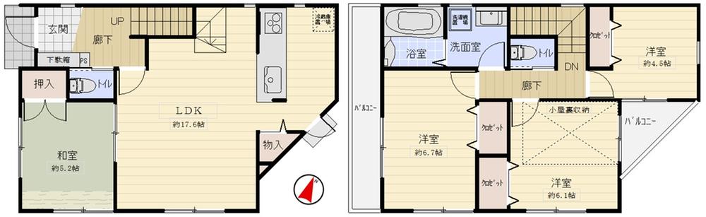 Floor plan. 56,800,000 yen, 4LDK, Land area 129.64 sq m , Building area 94.92 sq m