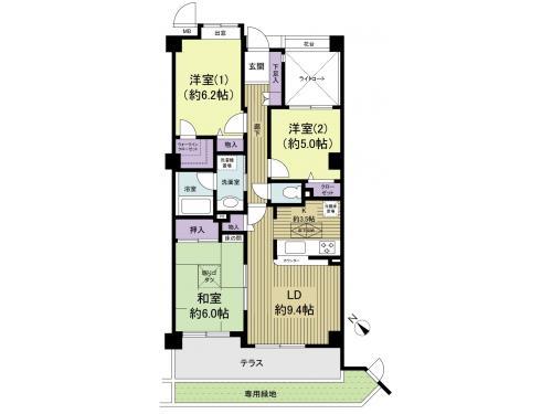 Floor plan. 3LDK, Price 24,900,000 yen, Occupied area 69.53 sq m , Balcony area 10.26 sq m