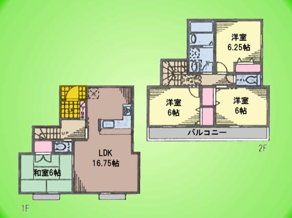 Floor plan. (1 Building), Price 42,800,000 yen, 4LDK, Land area 126.01 sq m , Building area 95.22 sq m