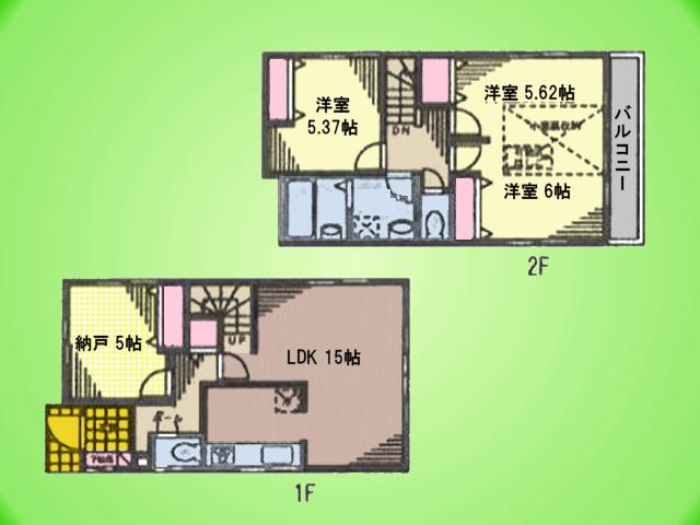 Floor plan. (Building 2), Price 40,800,000 yen, 2LDK+S, Land area 127.9 sq m , Building area 89.42 sq m