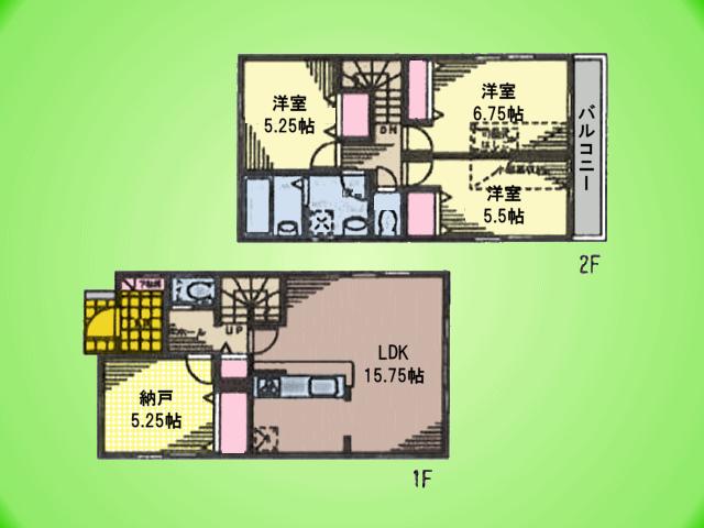 Floor plan. (3 Building), Price 41,800,000 yen, 3LDK+S, Land area 132.23 sq m , Building area 92.32 sq m