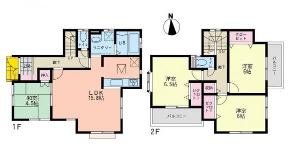 Floor plan. 46,800,000 yen, 4LDK, Land area 145.66 sq m , Building area 95.01 sq m