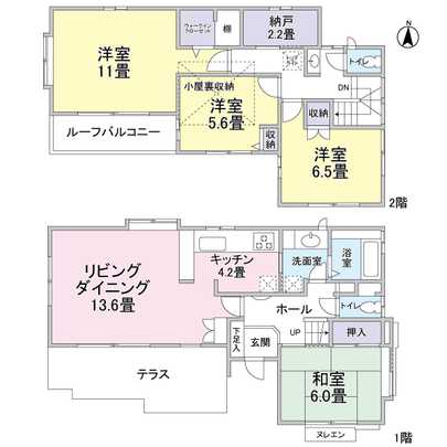 Floor plan.  [Floor plan] 4LD ・ K + closet type (with attic storage), LD marble Zhang (