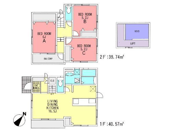 Floor plan. 33,800,000 yen, 3LDK, Land area 102.03 sq m , Building area 80.31 sq m
