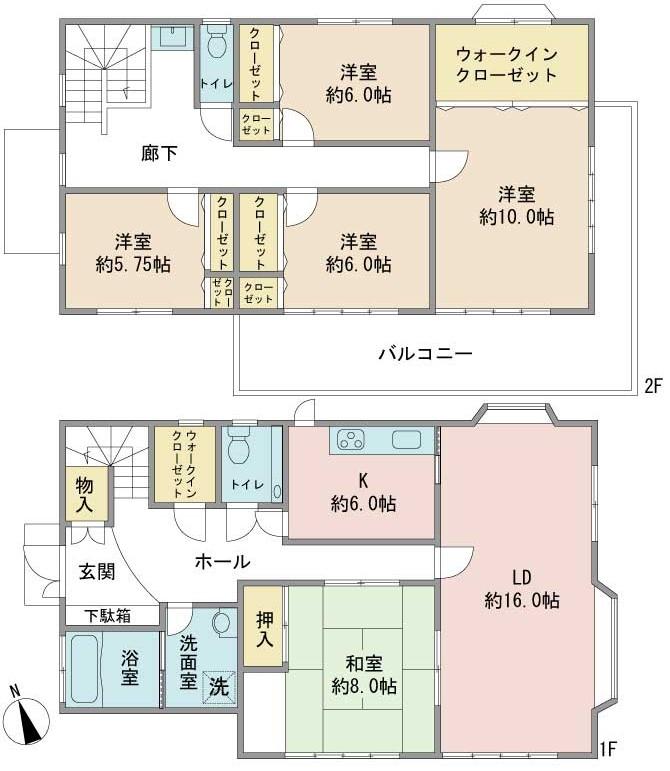 Floor plan. 54,800,000 yen, 5LDK + S (storeroom), Land area 213.42 sq m , Building area 163.95 sq m