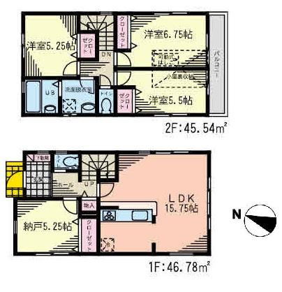 Floor plan. (3 Building), Price 39,800,000 yen, 3LDK+S, Land area 132.23 sq m , Building area 92.32 sq m