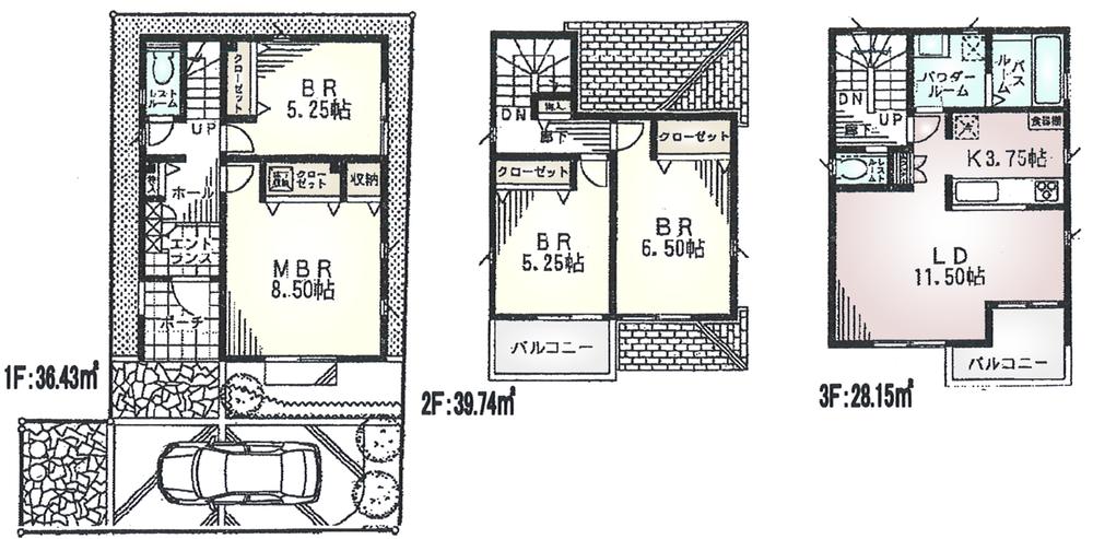Floor plan. (6 Building), Price 38,800,000 yen, 4LDK, Land area 84.86 sq m , Building area 104.32 sq m