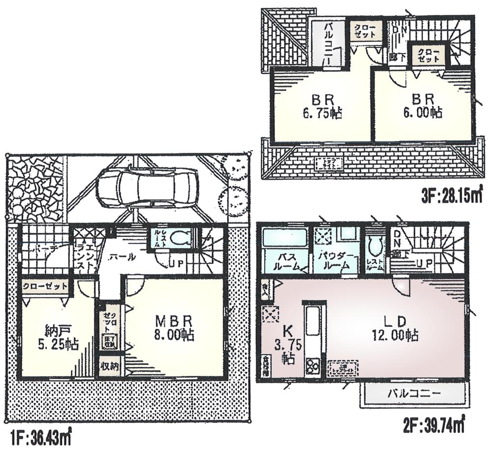 Floor plan. (7 Building), Price 36,800,000 yen, 3LDK+S, Land area 80.89 sq m , Building area 104.32 sq m