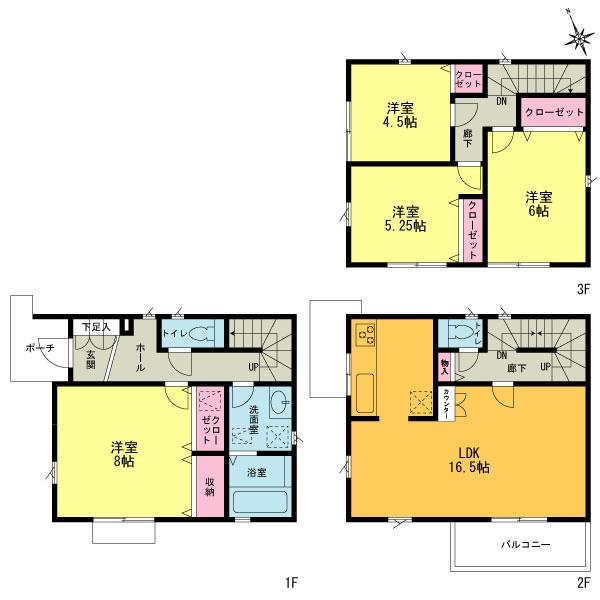 Floor plan. 42,800,000 yen, 4LDK, Land area 76.39 sq m , Building area 103.51 sq m