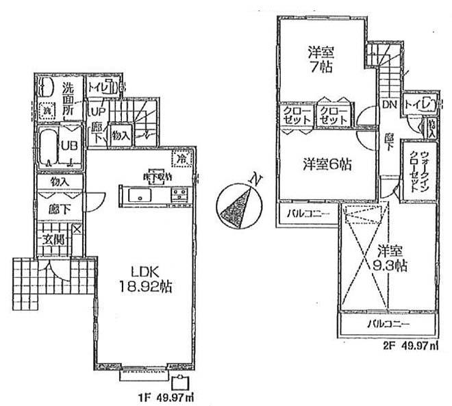 Floor plan. (1 Building), Price 40,800,000 yen, 3LDK, Land area 125 sq m , Building area 99.94 sq m
