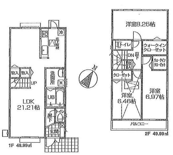 Floor plan. (Building 2), Price 38,800,000 yen, 3LDK, Land area 125 sq m , Building area 99.98 sq m