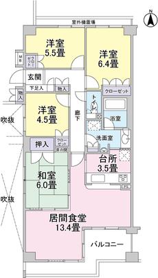 Floor plan. 6th floor the top floor, Facing south, West side also stairwell of the corner room. Sunshine ・ Good view. External products