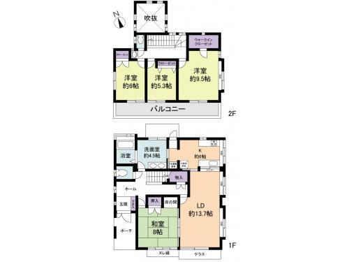 Floor plan. 56,800,000 yen, 4LDK, Land area 271.91 sq m , Building area 132.49 sq m