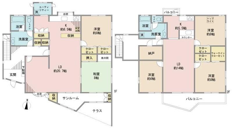 Floor plan. 39,800,000 yen, 5LLDDKK + S (storeroom), Land area 269.32 sq m , Building area 200.92 sq m