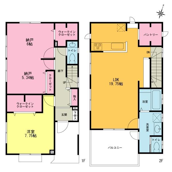 Floor plan. (6 Building), Price 44,800,000 yen, 3LDK, Land area 101.04 sq m , Building area 98.74 sq m