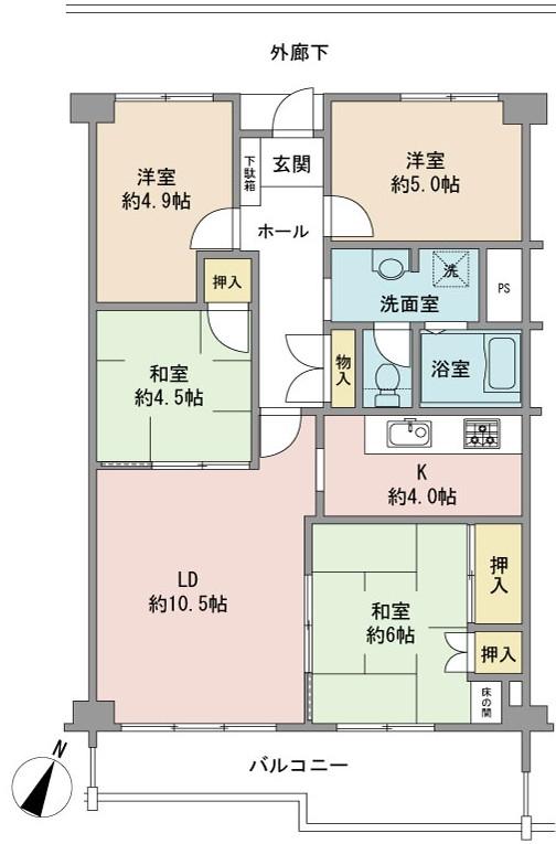 Floor plan. 4LDK, Price 21,800,000 yen, Occupied area 77.76 sq m , Balcony area 10.11 sq m