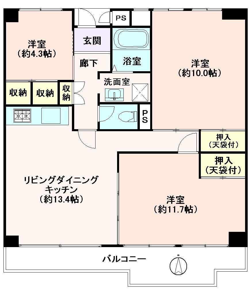 Floor plan. 3LDK, Price 15.8 million yen, Occupied area 78.24 sq m