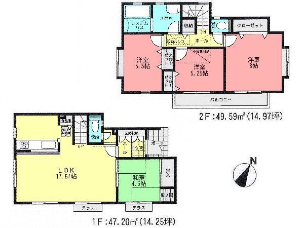 Floor plan. 30,800,000 yen, 4LDK, Land area 121 sq m , Building area 96.79 sq m