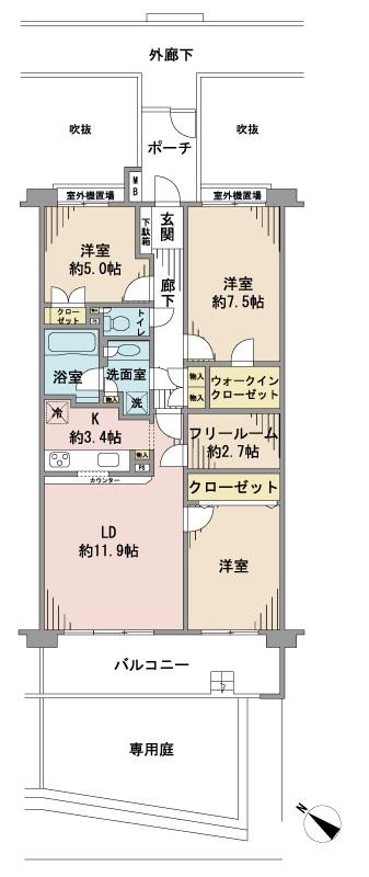 Floor plan. 3LDK + S (storeroom), Price 25,900,000 yen, Footprint 80.4 sq m , Balcony area 12.6 sq m