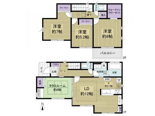 Floor plan. 40,800,000 yen, 4LDK, Land area 102.08 sq m , Building area 103.5 sq m