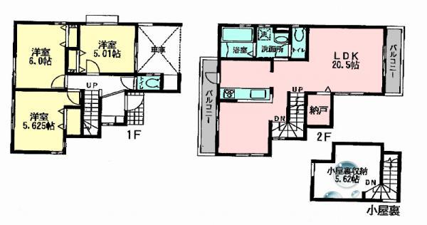 Floor plan. 30,800,000 yen, 3LDK + S (storeroom), Land area 131.01 sq m , Building area 95.64 sq m