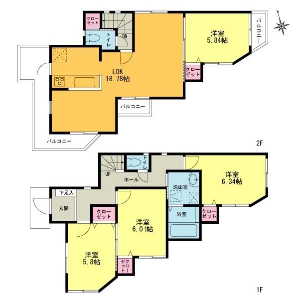 Floor plan. 37,800,000 yen, 4LDK, Land area 128.23 sq m , Building area 99.29 sq m