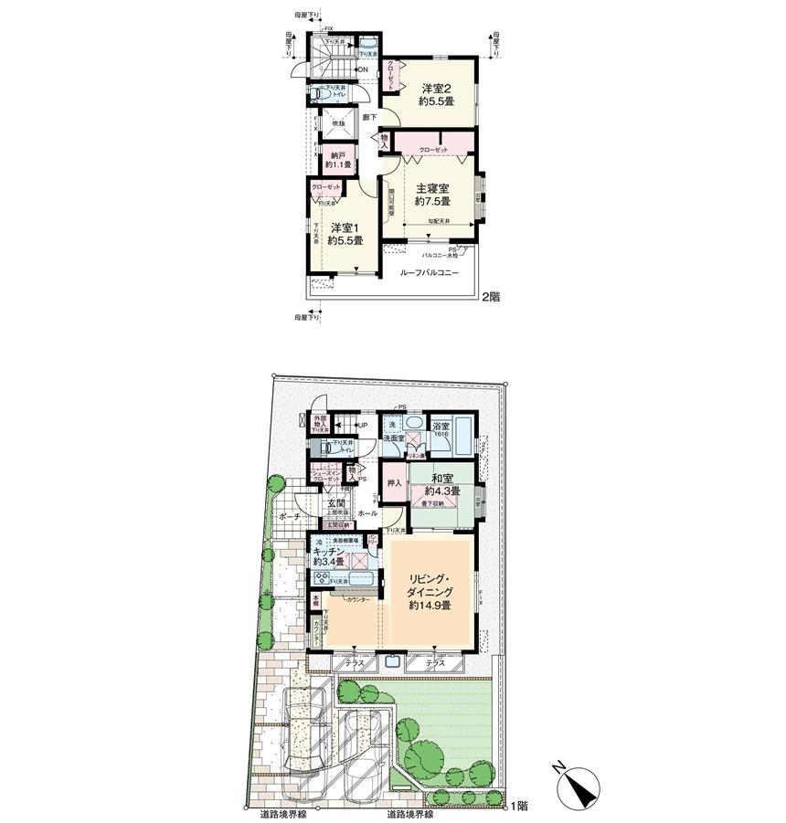 Floor plan. It is born in the corner of mature streets "Leafeon Kurihira Kurigi Street District Phase 3 ". Is a living environment suitable for life, full of nature full of calm and peace.