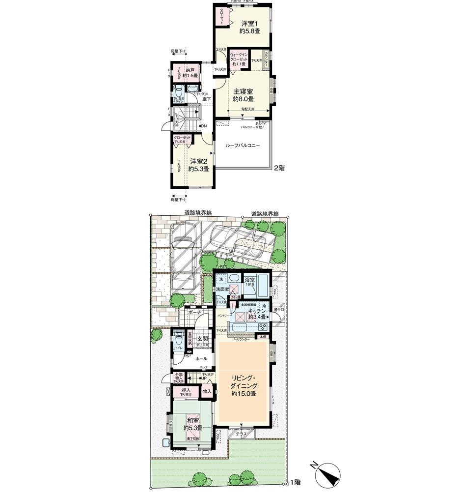 Floor plan. (12-23), Price 49,700,000 yen, 4LDK, Land area 153.26 sq m , Building area 107.36 sq m