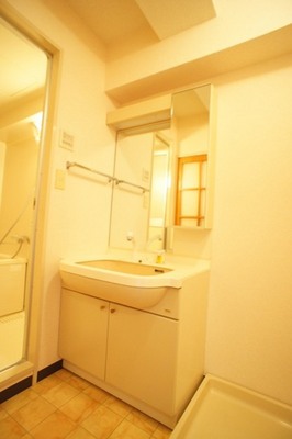 Washroom. There is a wash basin shelf in the upper part of, Also it can be stored, such as detergent and towels.