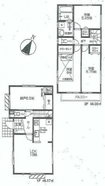 Floor plan. 40,800,000 yen, 3LDK+S, Land area 128.35 sq m , Building area 95.17 sq m