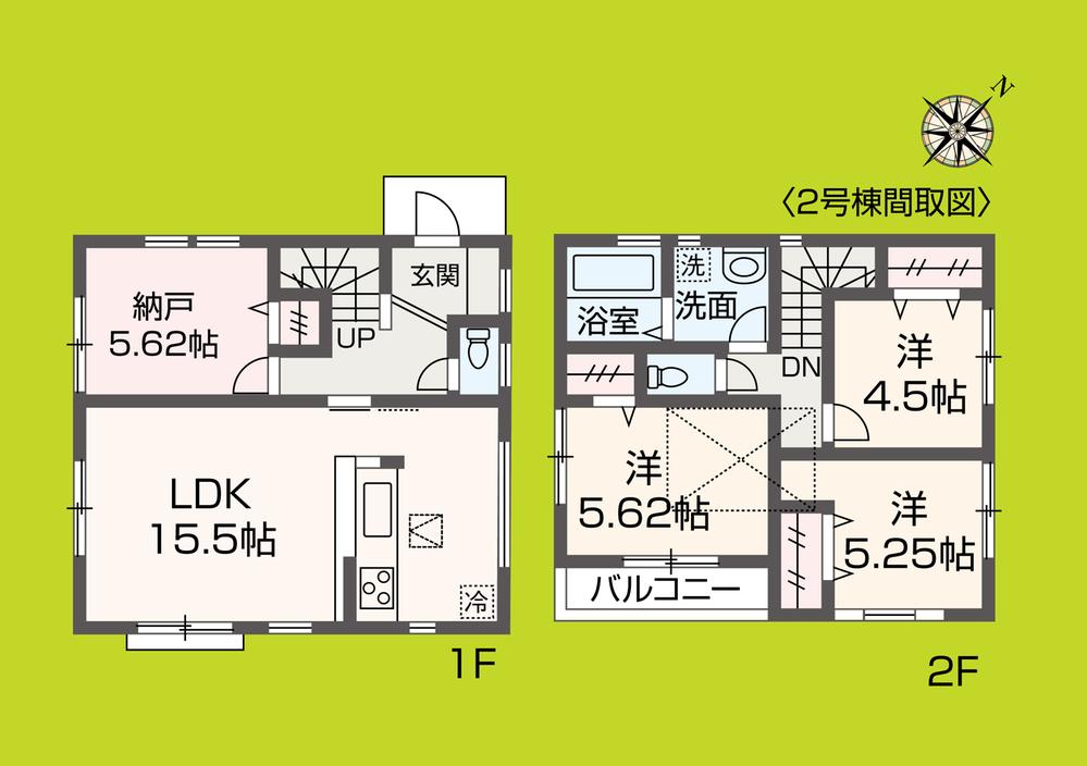 Floor plan. (Building 2), Price 39,800,000 yen, 3LDK+S, Land area 121.18 sq m , Building area 86.73 sq m
